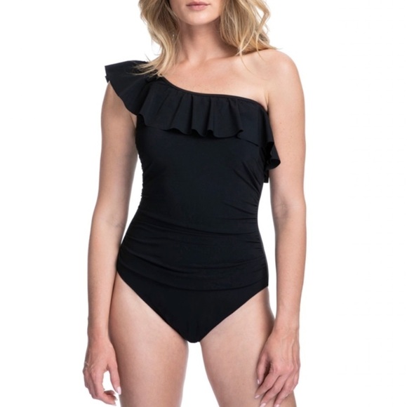 NWT Profile by Gottez Tutti Frutti Ruffle One Shoulder One Piece Swimsuit - Picture 1 of 6